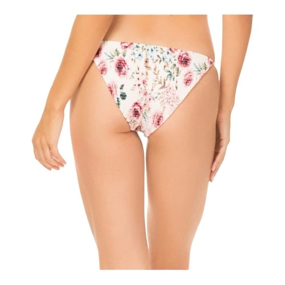 Tori Praver Ivory Caymen Floral Marais Smocked Bikini Bottom Size L NWT - Picture 5 of 7